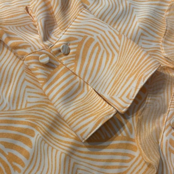 Chico’s orange & white zebra striped button down ruffle long sleeve top size XS - Picture 7 of 9